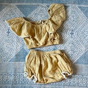 Kate Quinn Mustard Yellow Kids Top and Shorts Set